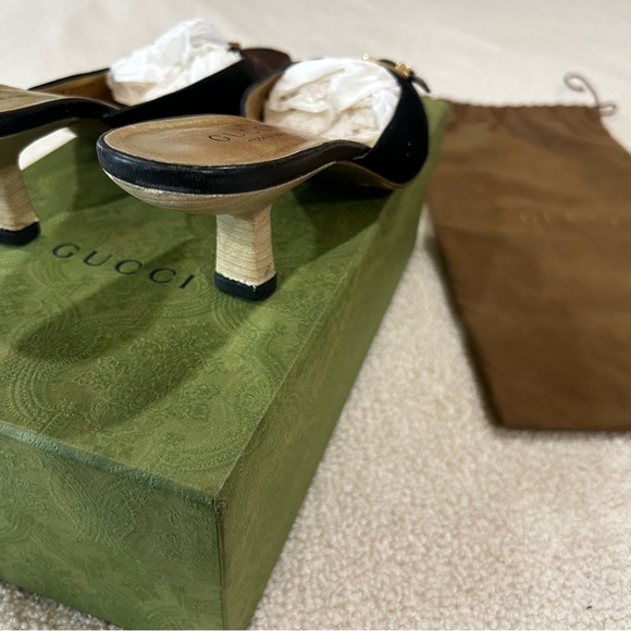 Authentic Gucci Suede and Leather Kitten Heel Mules Size 9.5 - Picture 4 of 10